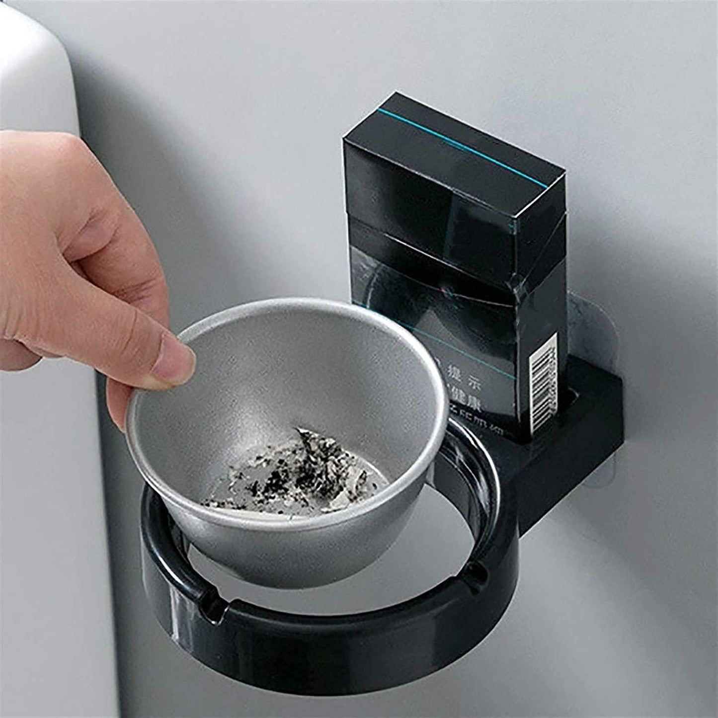 Stainless Steel Wall-Mounted Ashtray & Cigarette Lighter Storage Rack 8feb97-4