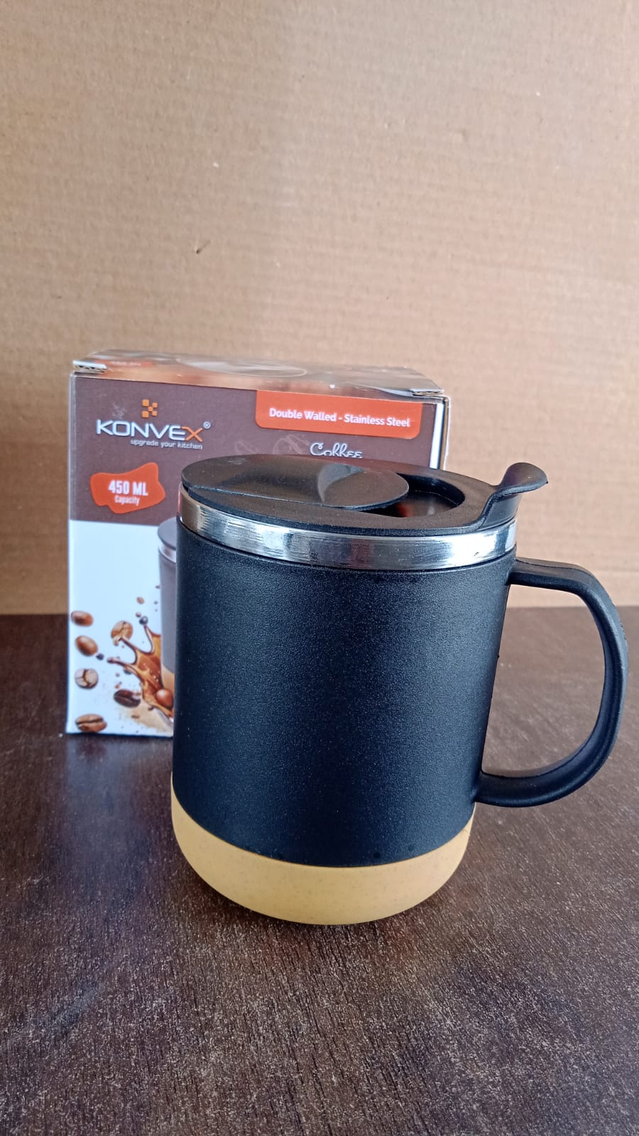 Insulated Coffee Mug with Spill-Proof Lid (Approx 450ML & 1 Pc) Your Brand