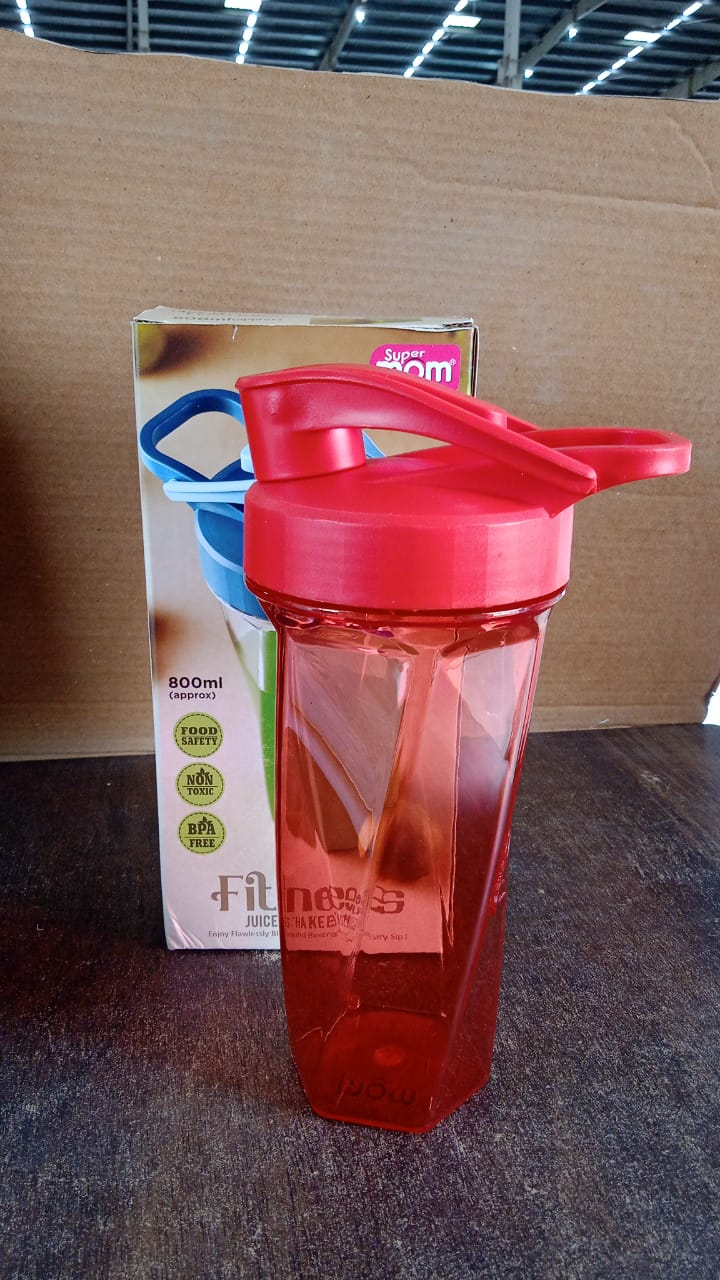 Supermom Manual Stirring Fitness Shaker Bottle with Hand Crank Approx 800 ML (1 Pc) Your Brand