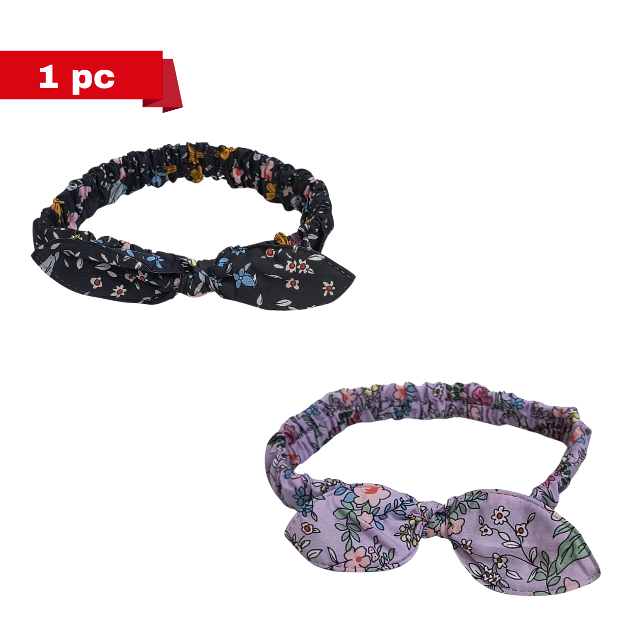 AM5426 Multicolour Rabbit Ear Hair Band - Adjustable, Polyester & Wire for Fashion and Sports