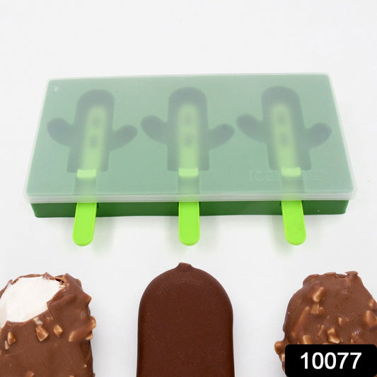 Ice Cream Mould sicle Mold, Cactus Shape Ice  Molds Homemade sicle for DIY Ice sicle, 3-Cavity Summer Food Kitchen Tools (1 Pc) Your Brand