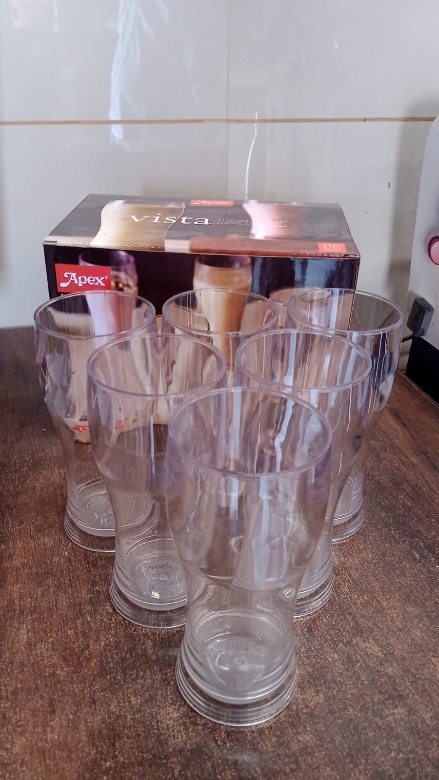 Apex Vista Unbreakable Pitcher Glass Set – 350 ML (Approx) | 6-Piece Your Brand