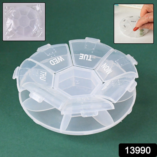 Your Brand 7 day pill organizer with clear compartments for organizing daily medication