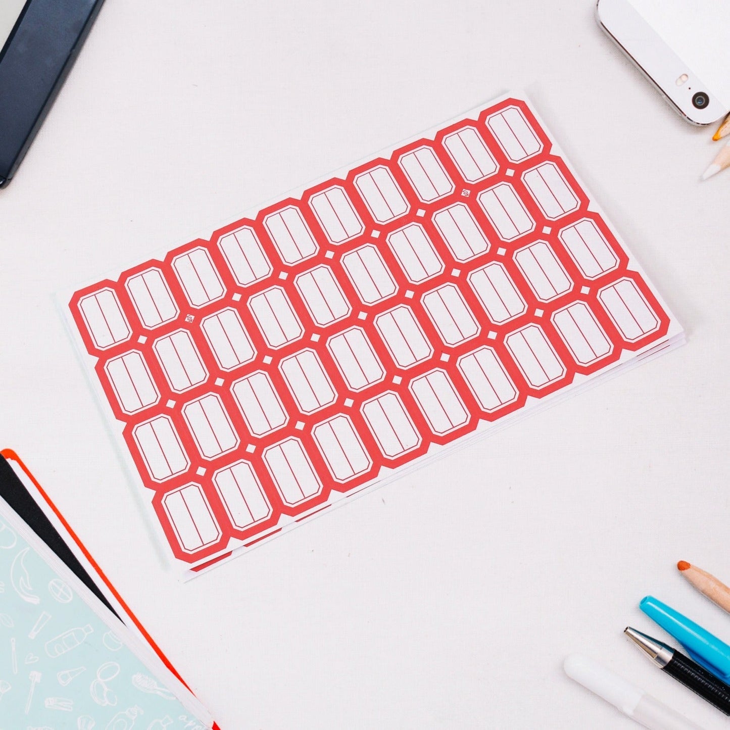Multipurpose Blank Label Sticker Sheets Red Border Self-Adhesive Writable Stickers for Bottles (50 Sheet) Your Brand