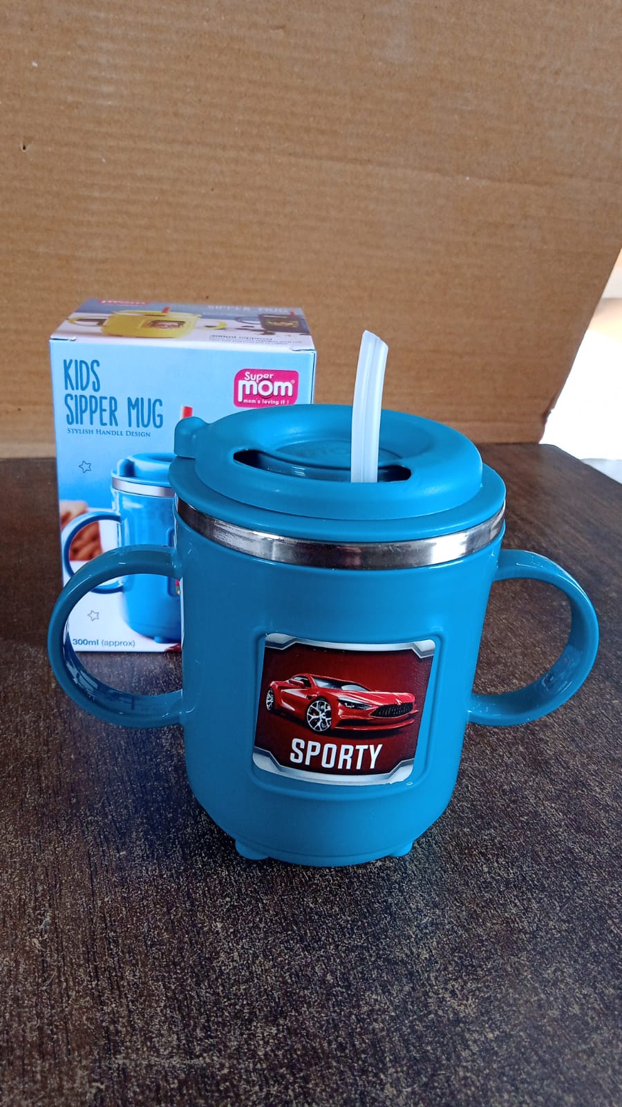 Supermom Kids Sporty Sipper Mug with Straw and Dual Handles Approx 300ml (1 Pc) Your Brand