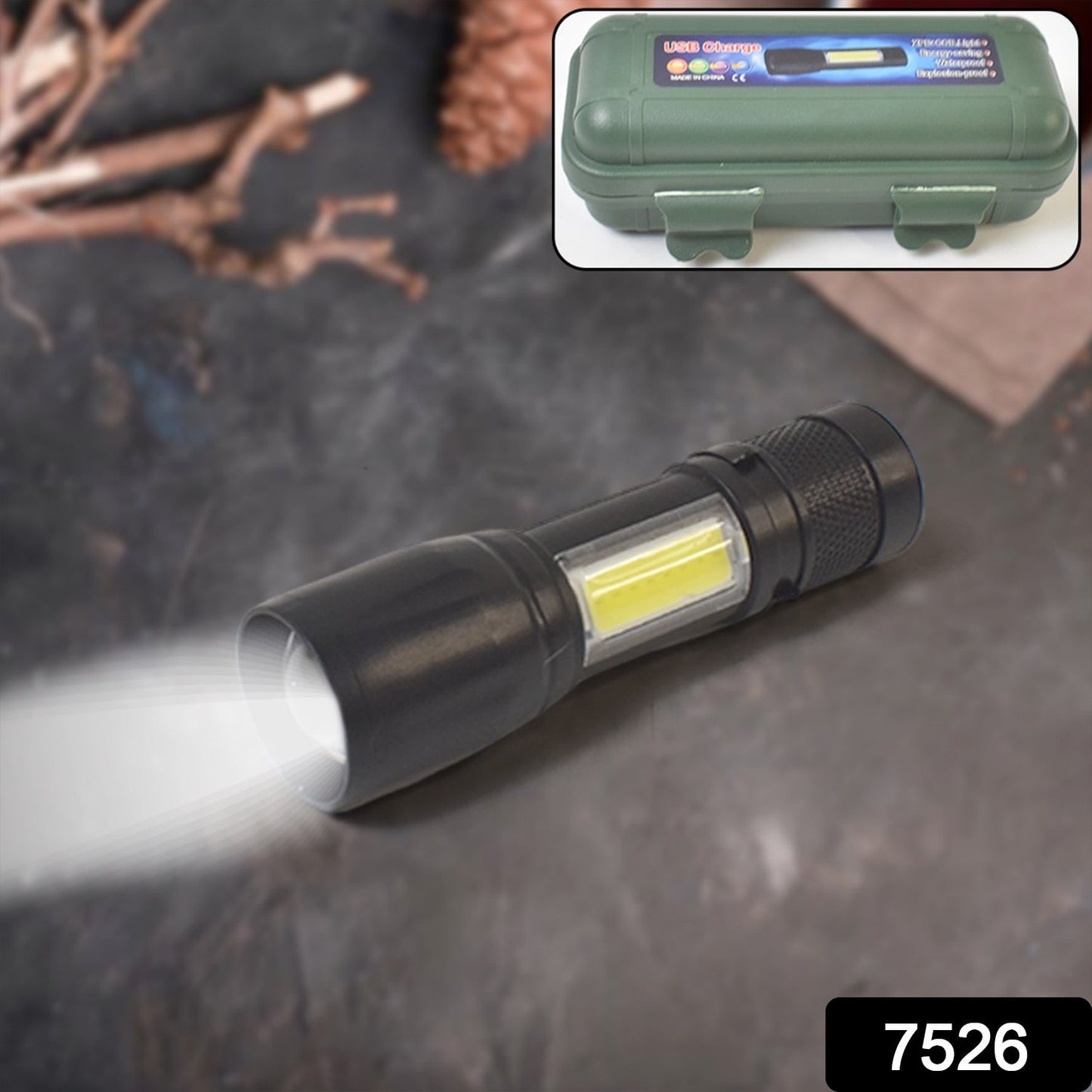 LED USB Rechargeable Mini Flashlight – Ultra-Bright Zoom & COB Side Lantern, Tactical Emergency Light Your Brand