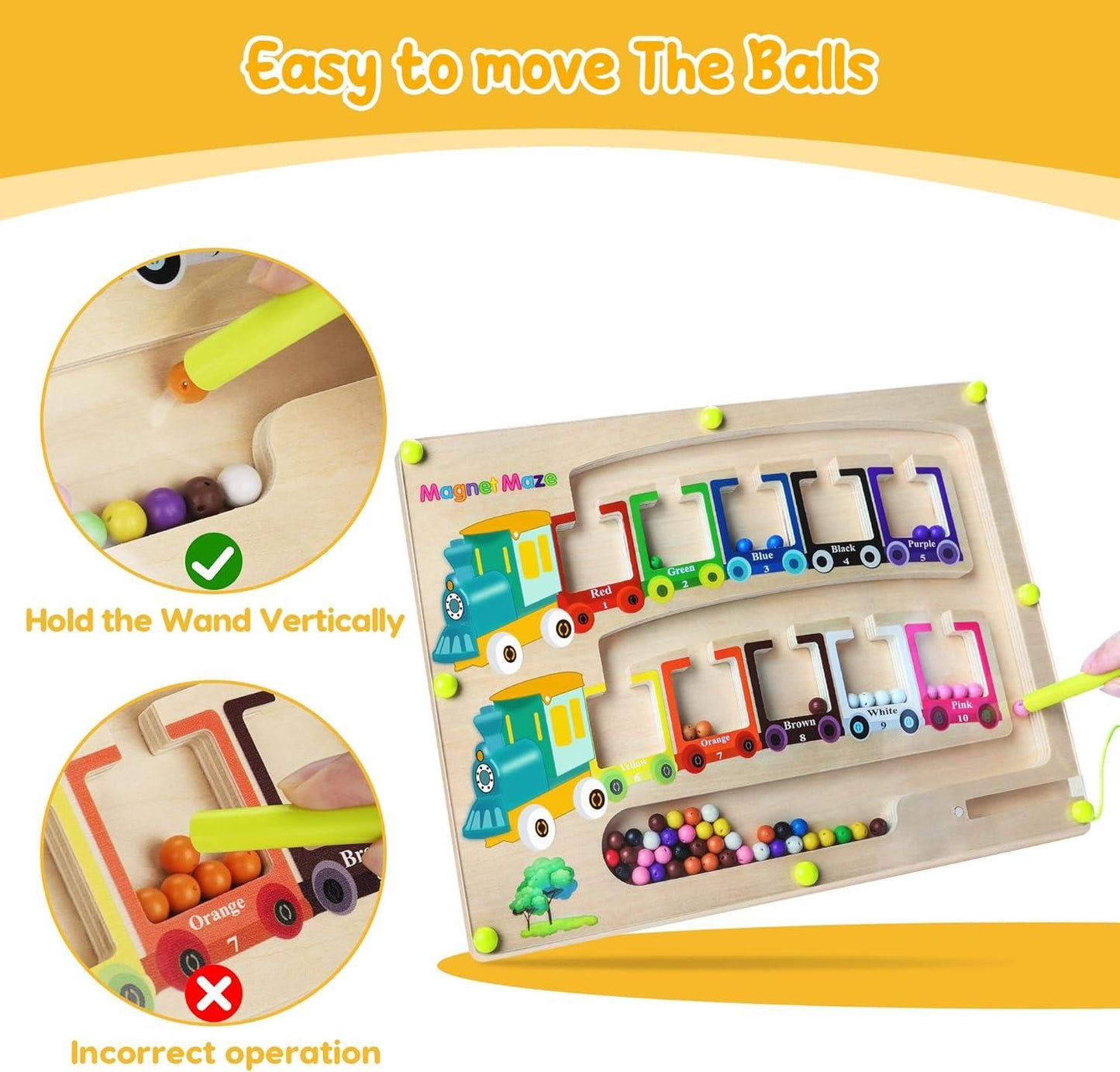 Magnetic Color & Number Maze Montessori Wooden Puzzle Game Board 8feb97-4