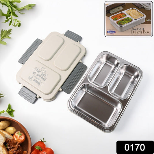 3-Compartment Stainless Steel Lunch Box (1 Pc) Your Brand