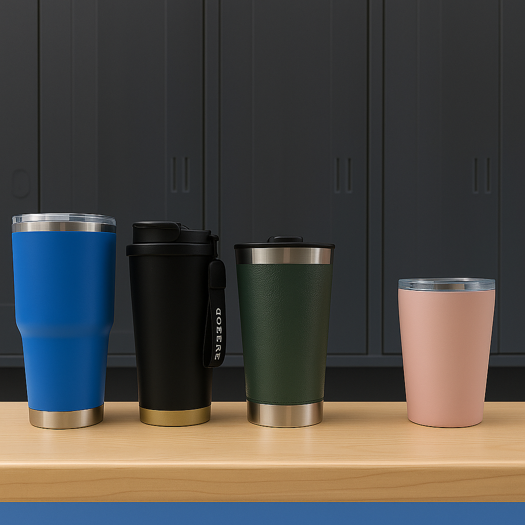 Premium Assorted Metal and Plastic Travel Mug Tumbler Cup (1 Pc / Mixed Design) Your Brand
