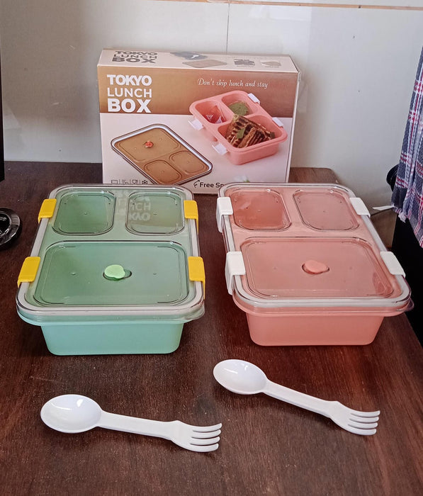 Customize Plastic Lunch Box for Kids, Lunch Box for Kids 3 Compartment Insulated Lunch Box Tiffin Box for Boys, Girls, School & Office Men (3 Compartment Lunch Box) Your Brand