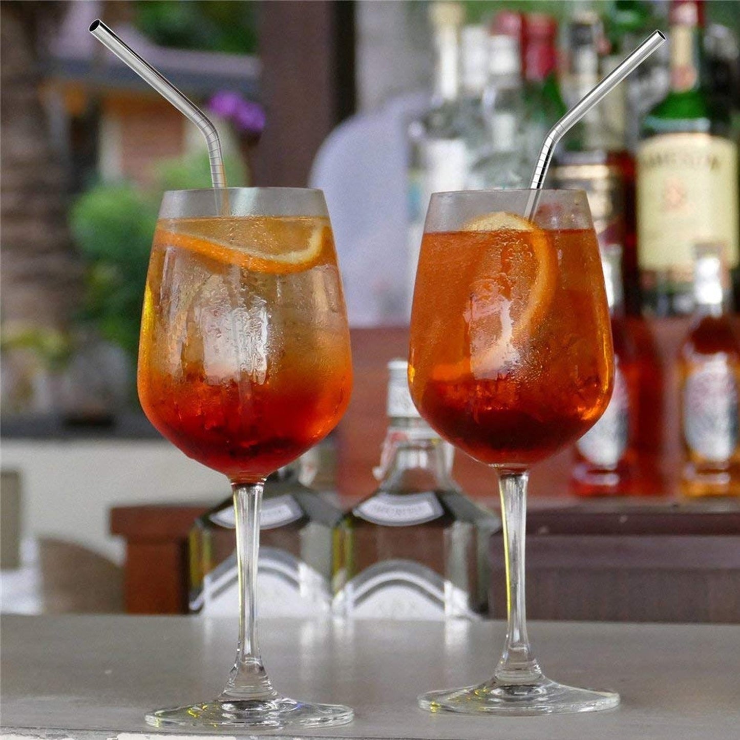 0579 Premium Stainless Steel Reusable Drinking Straws with Cleaning Brush Set