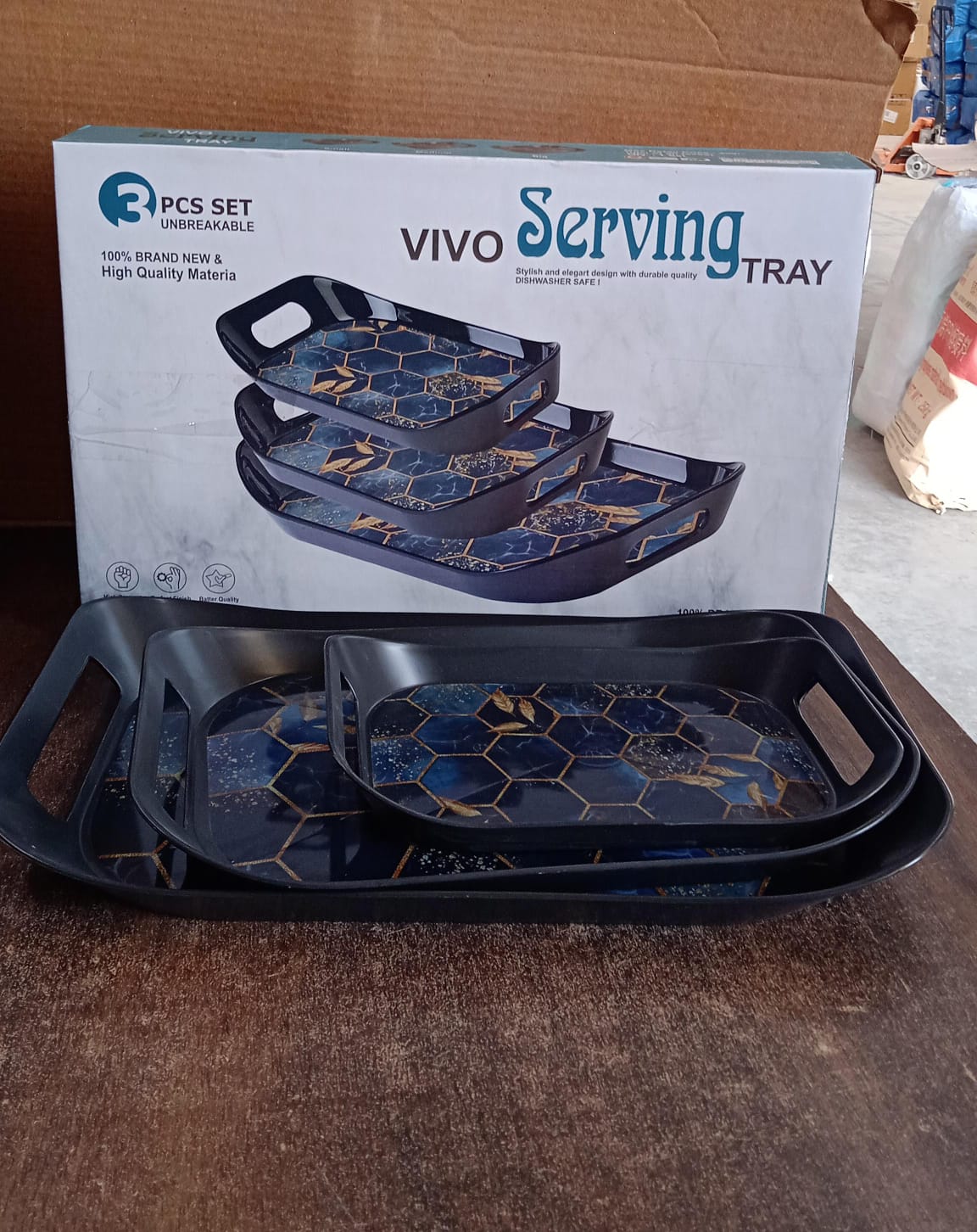Premium Plastic Serving Tray (3 Pc) Your Brand