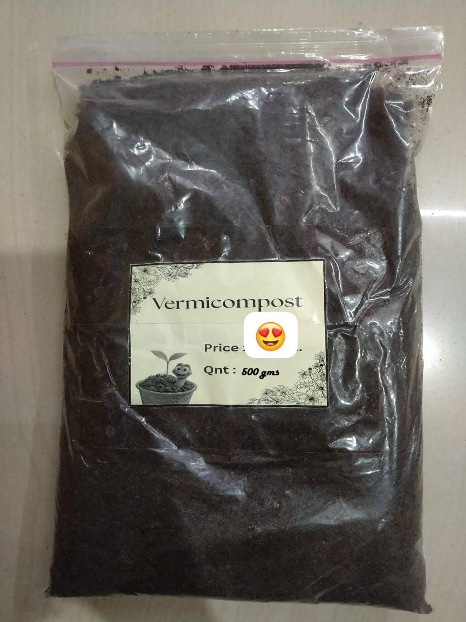THE GIR FARMER 500 g resealable bag of organic vermicompost fertilizer dark rich compost for potted plants