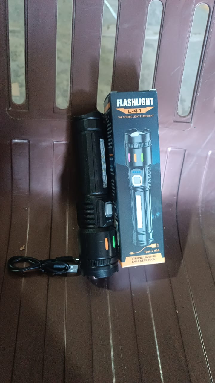 Led Torch High Lumens Fast Charging Flashlight / Torch with Far & Near Zoom (1 Pc) Your Brand
