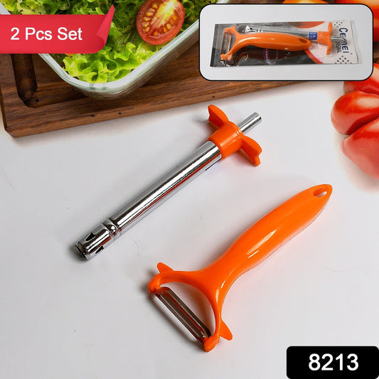 2 in 1 Kitchen Combo Lighter, Stainless Steel Durable Gas Lighter with Vegetable Cutter Peeler, For Kitchen Steel Gas Lighter (2 Pc Set) Your Brand