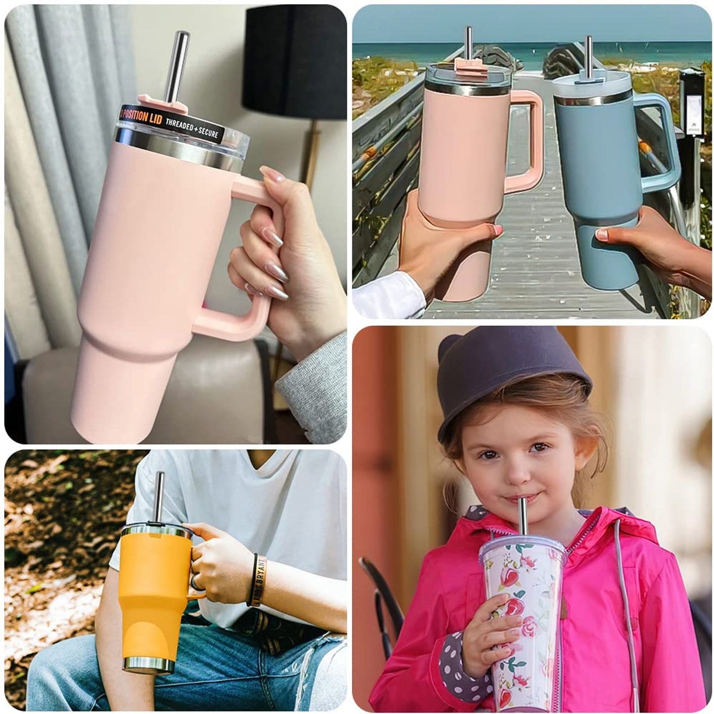 0579 Premium Stainless Steel Reusable Drinking Straws with Cleaning Brush Set