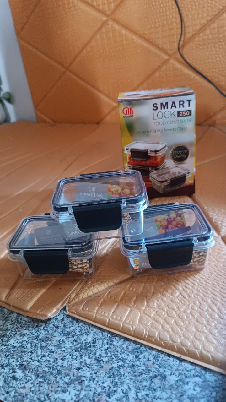 Kitchen Storage Container with Air Seal Lock Lid (3 Piece Set / 250 ML) Your Brand
