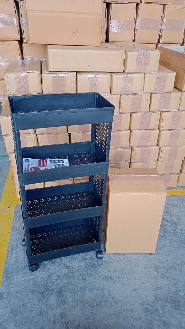 4-Layer Plastic Storage Rack with Wheels Your Brand