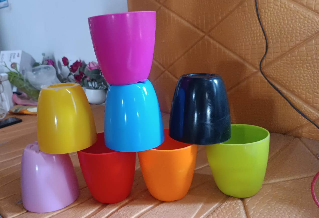 Plastic Flower Valencia (Pot) Home and Outdoor (1 Pc/Mix Colour) Your Brand