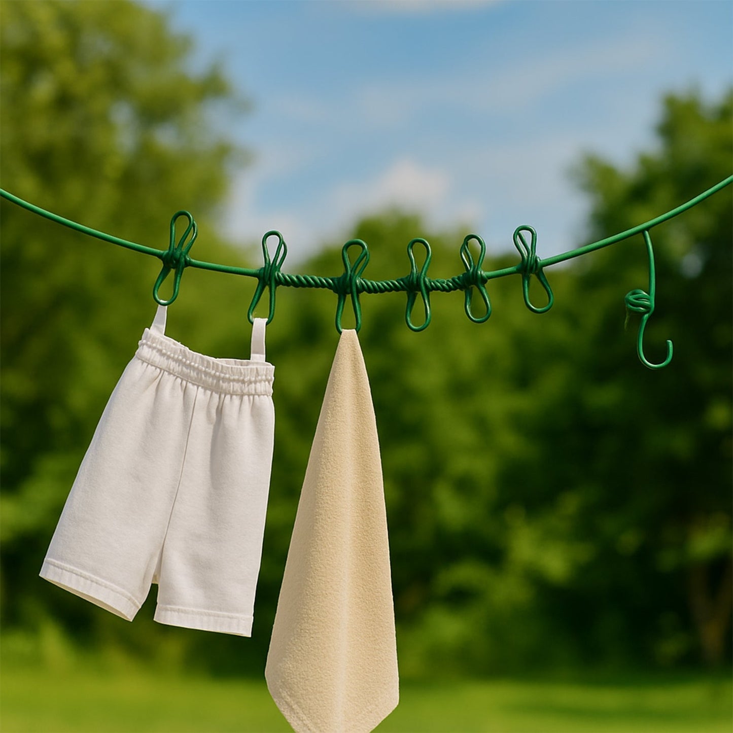Elastic Cloth Drying Rope with 12 Metal Clip Portable Clothes line For Home & Travel Your Brand