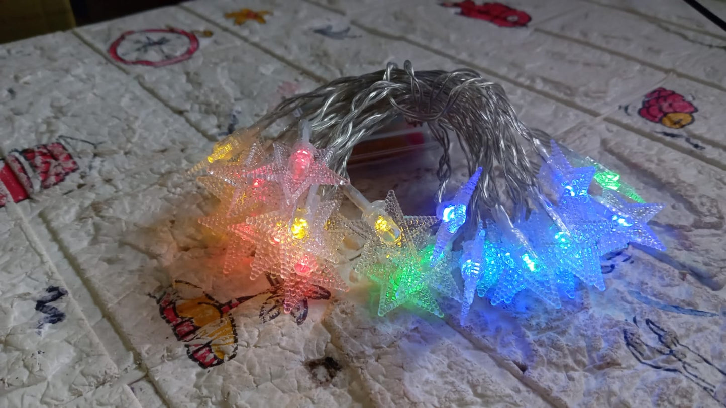 28 LED / Star 3.9 Meter Star Shape Led Light Battery Operated with Flashing Modes for Home Decoration, Kids Room, Waterproof Diwali & Wedding LED Christmas Light Indoor and Outdoor Light ,Festival Decoration (Multicolor Battery Not Included 3.9Mtr) Your Brand
