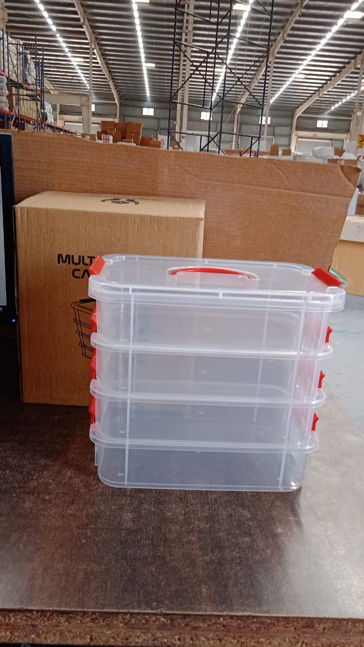 4-Layer Transparent Multipurpose Plastic Storage Box Your Brand