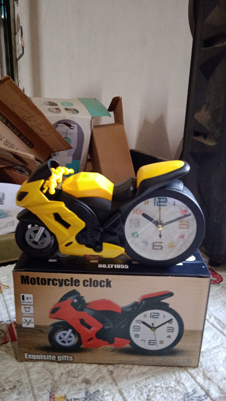 Retro Motorcycle Alarm Clock – Novelty Bike Engine Style Desk Clock Your Brand