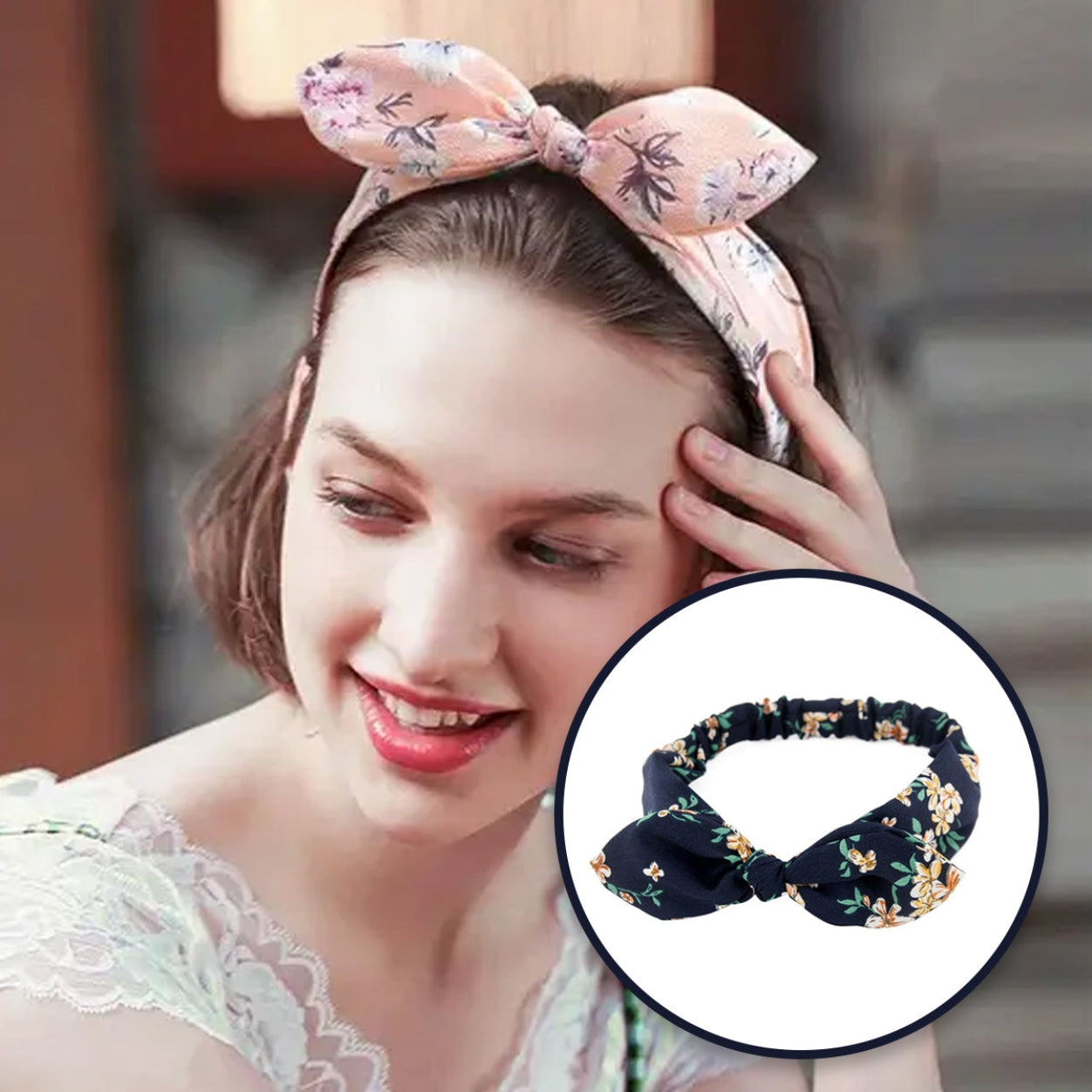 AM5426 Multicolour Rabbit Ear Hair Band - Adjustable, Polyester & Wire for Fashion and Sports
