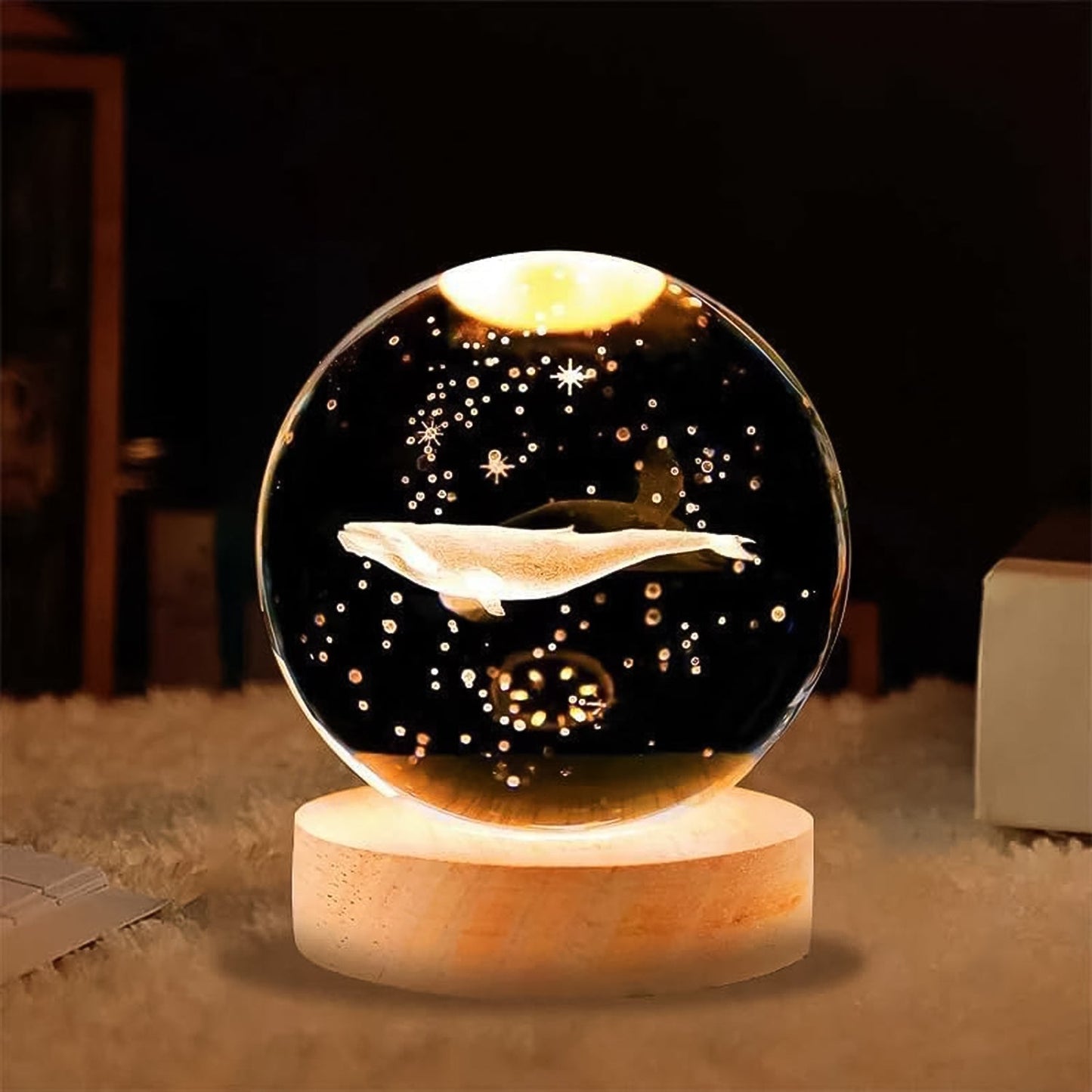 Fish 3D Crystal Ball lamps With Base (1 Pc) Your Brand