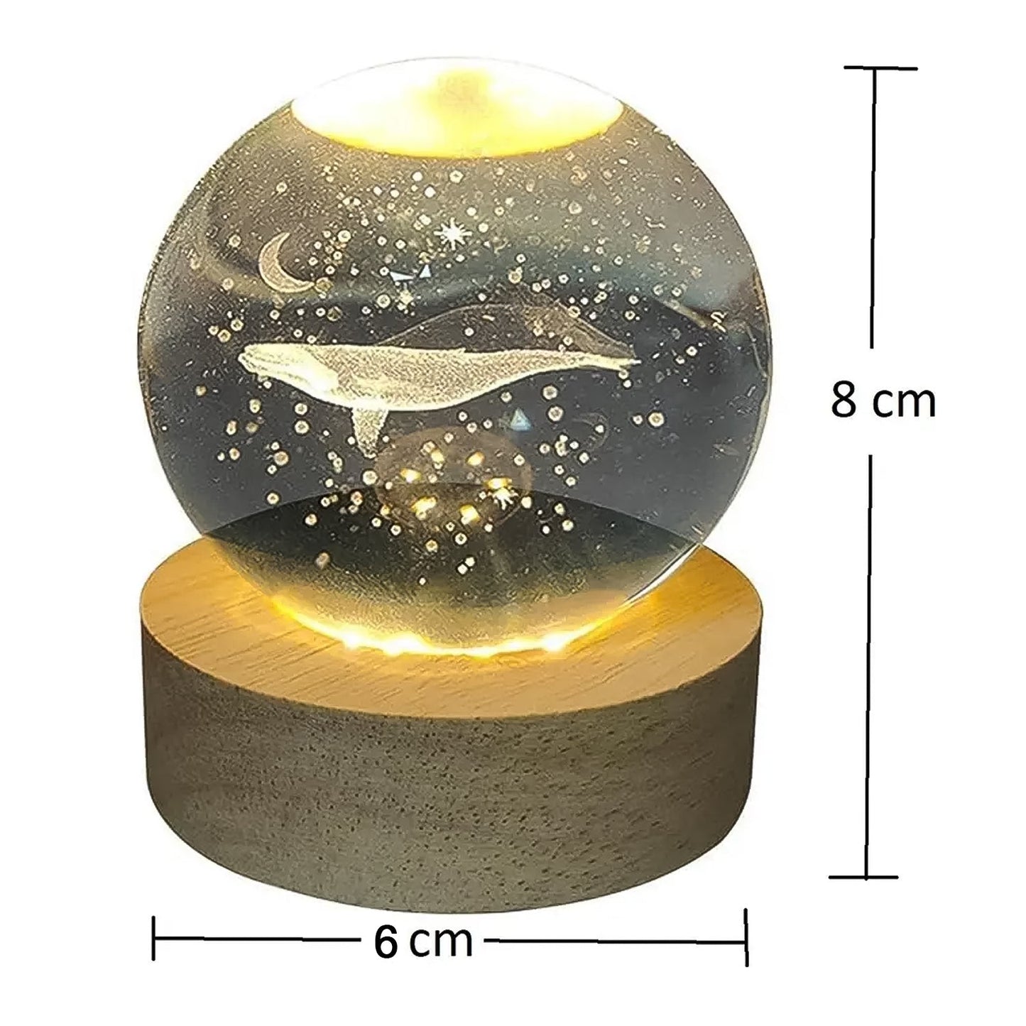 Fish 3D Crystal Ball lamps With Base (1 Pc) Your Brand