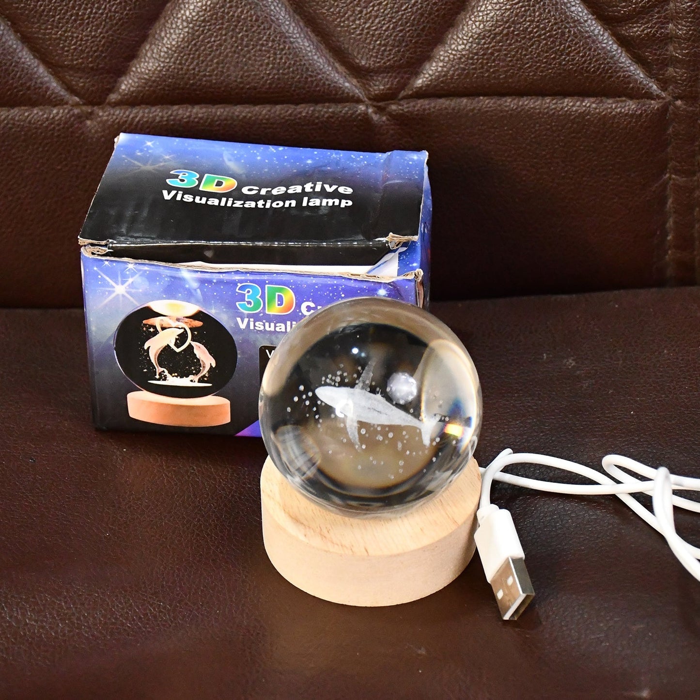 Fish 3D Crystal Ball lamps With Base (1 Pc) Your Brand