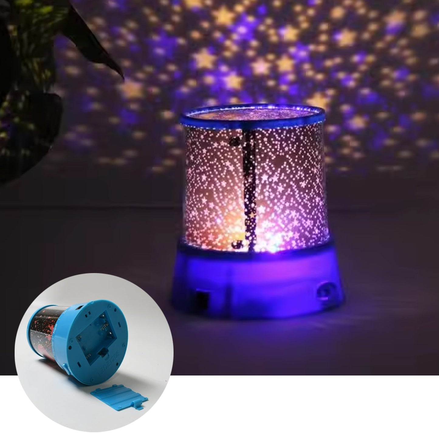LED Projector Night Light Amazing Lamp, 3 Battery operated lamps, Rotation With the music Function, Master for Kids Bedroom Home Decoration Night Romantic Gift (Battery Not Included / 1 pc) Your Brand