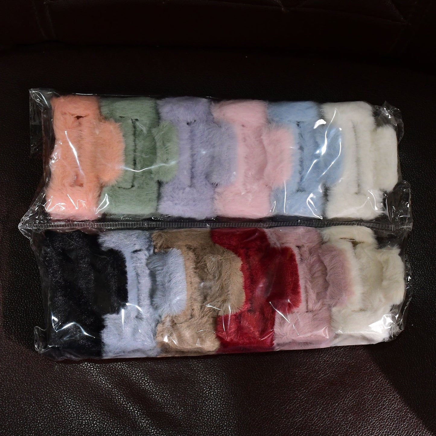 Big-Size Soft Faux Fur Hair Claw Clips (12 Pc) Your Brand