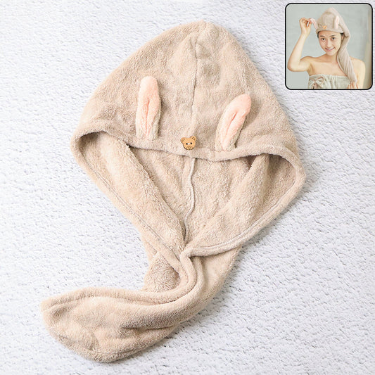 Cute Animal Ear Hooded Hair Drying Towel Wrap (1 Pc) Your Brand