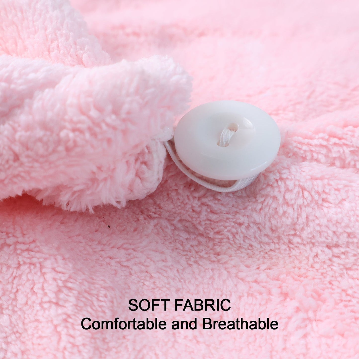 Soft Microfiber Hair Drying Towel Wrap with Cute Teddy Bear Button (1 Pc) Your Brand