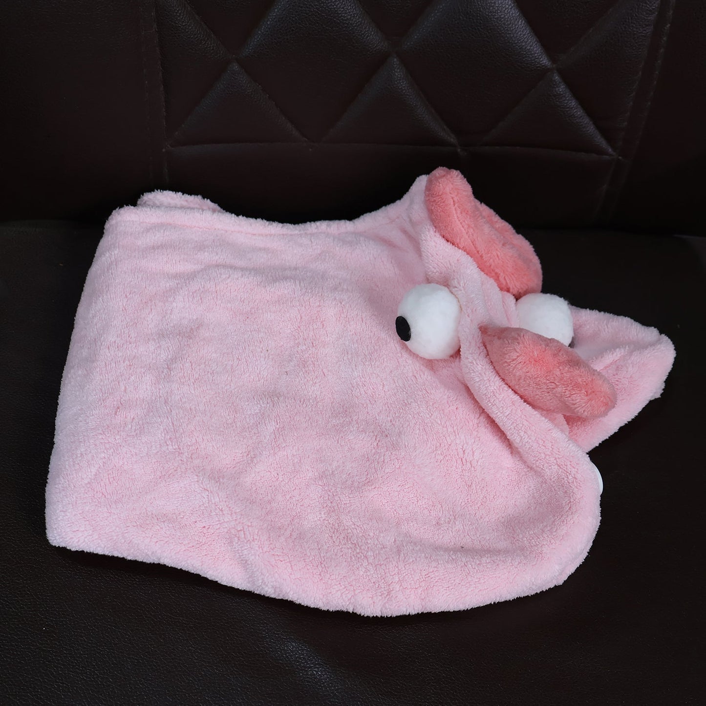 Soft Microfiber Cartoon Design Hair Drying Towel Wrap with Button Closure (1 Pc) Your Brand
