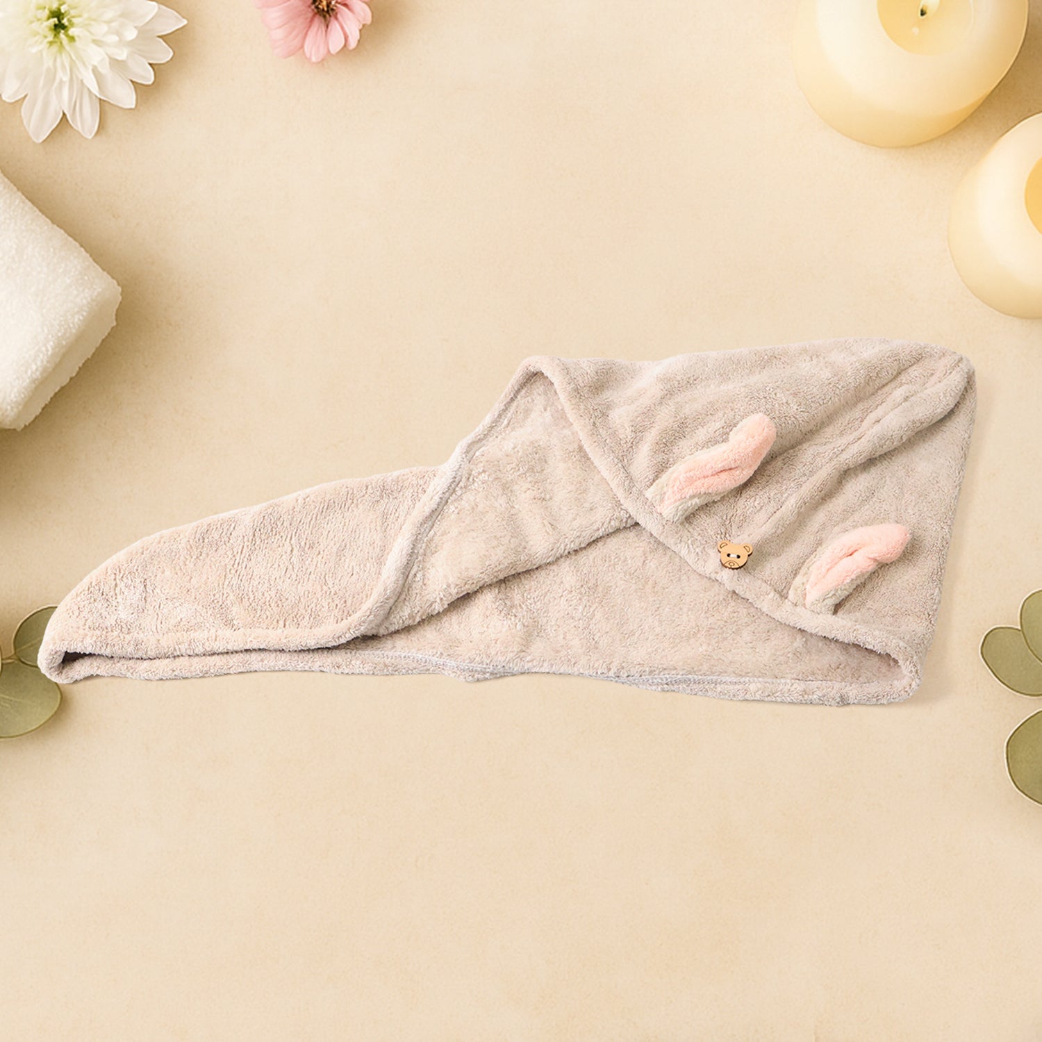 Cute Animal Ear Hooded Hair Drying Towel Wrap (1 Pc) Your Brand
