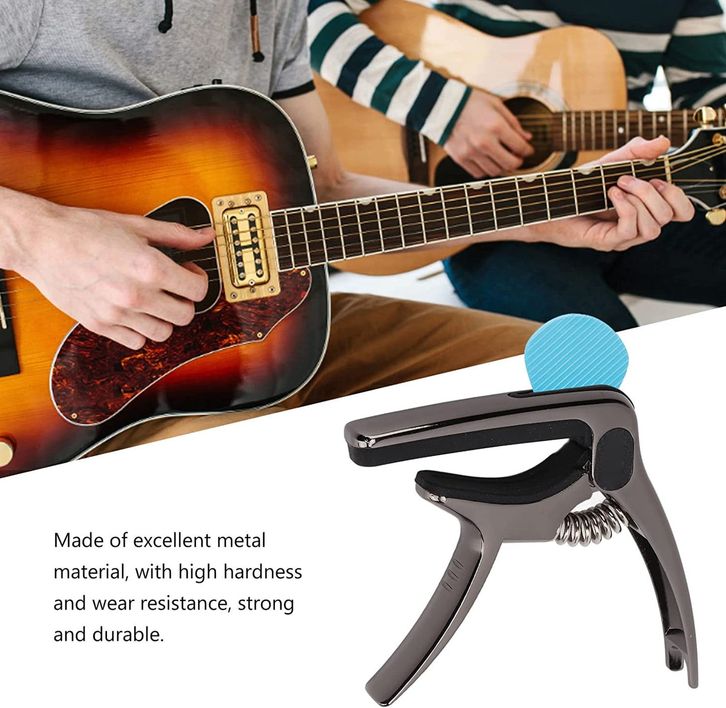 Guitar Capo with Pickup Stand, Soft for Acoustic and Electric Guitar Ukulele Mandolin Banjo Guitar Accessories Your Brand