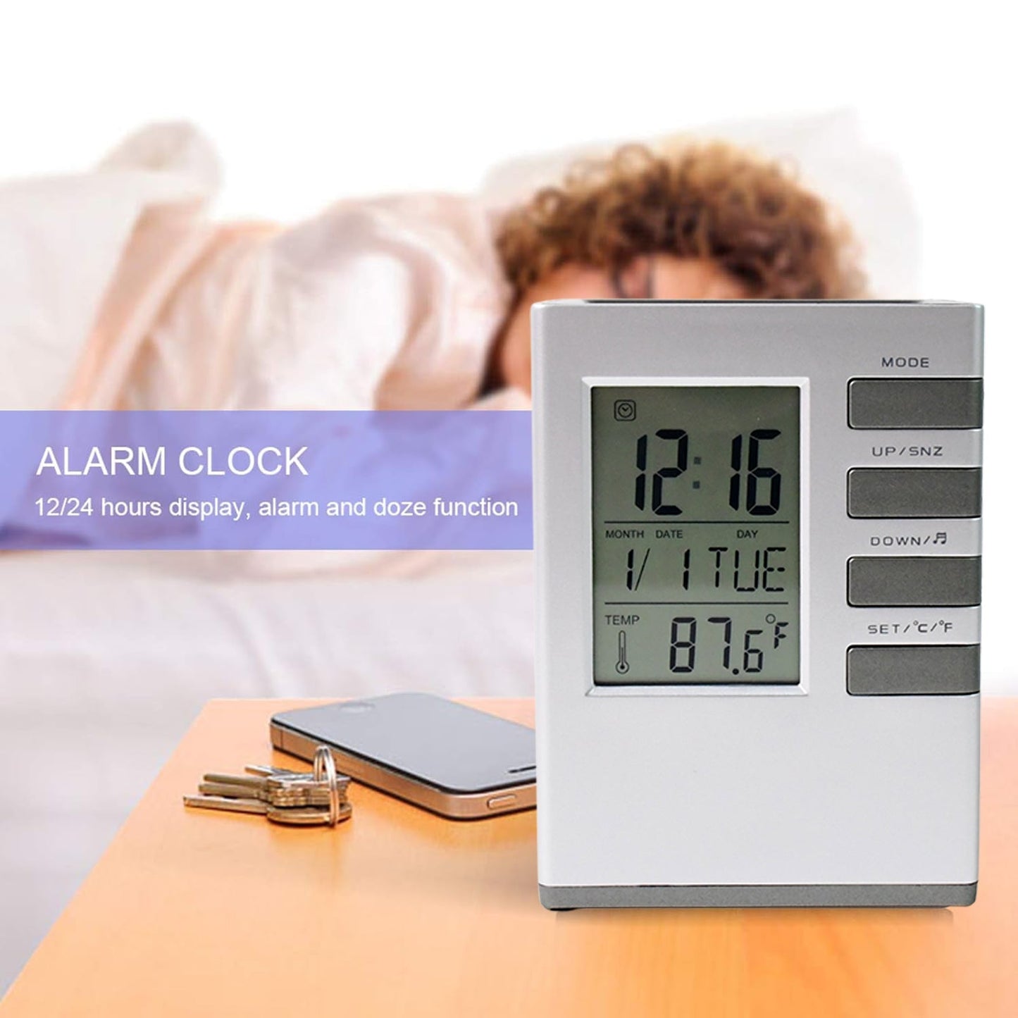 Multifunction Cube Digital Desk Clock with Pen Holder (1 Pc) Your Brand