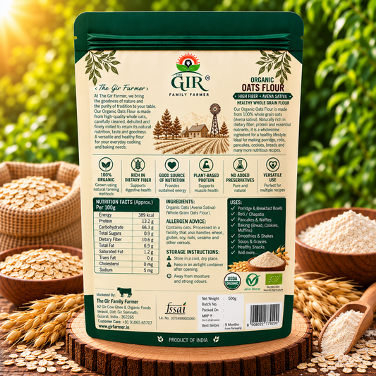 Organic Oats Flour | High Fiber Avena Sativa Healthy Whole Grain Flour
