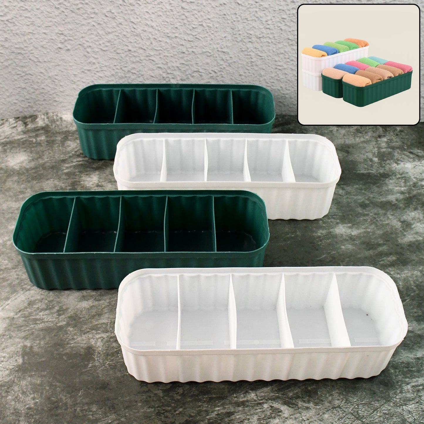 5 Compartments Socks / Handkerchief / Underwear Storage Box Socks Drawer Closet Organizer Storage Boxes (pack of 4) Your Brand