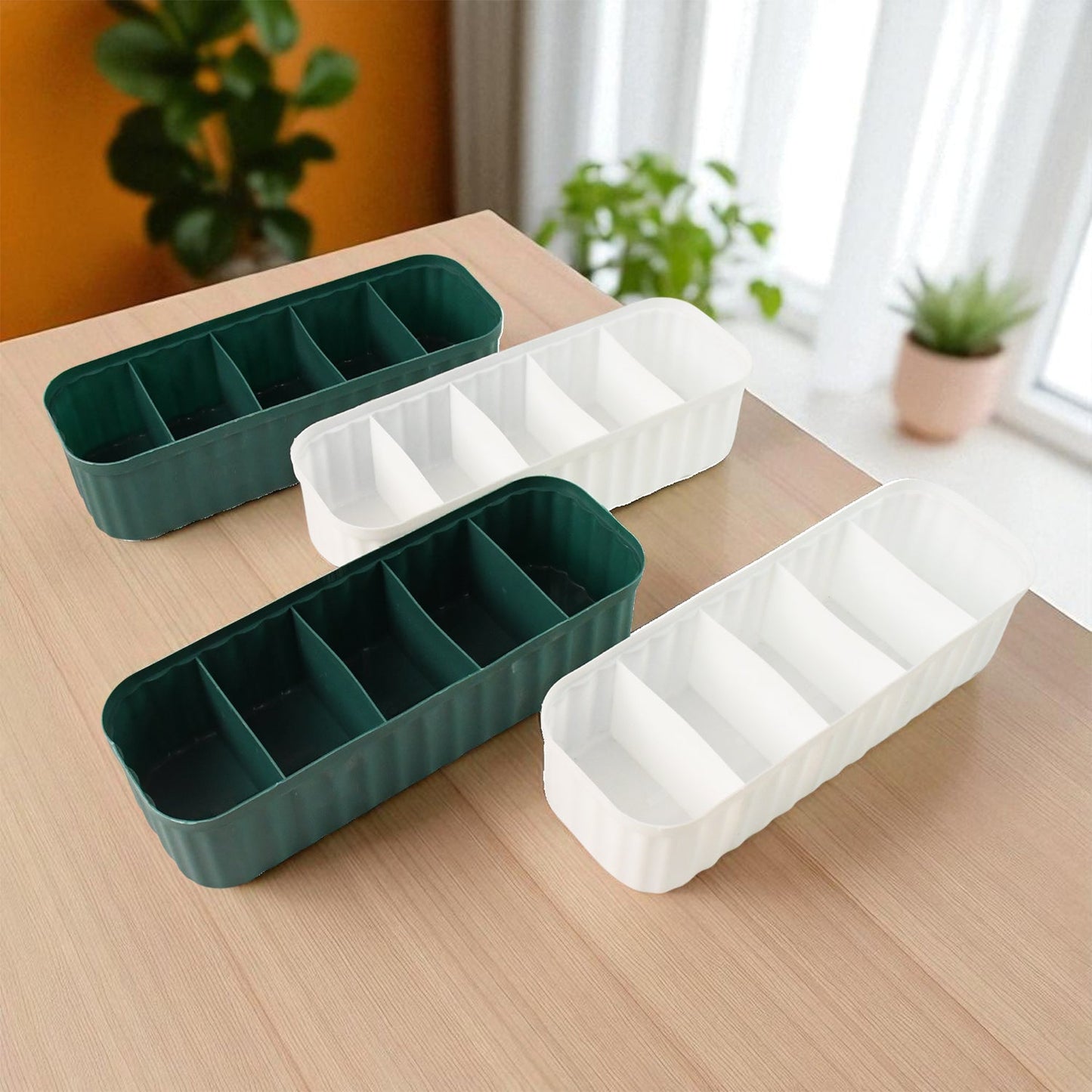 5 Compartments Socks / Handkerchief / Underwear Storage Box Socks Drawer Closet Organizer Storage Boxes (pack of 4) Your Brand