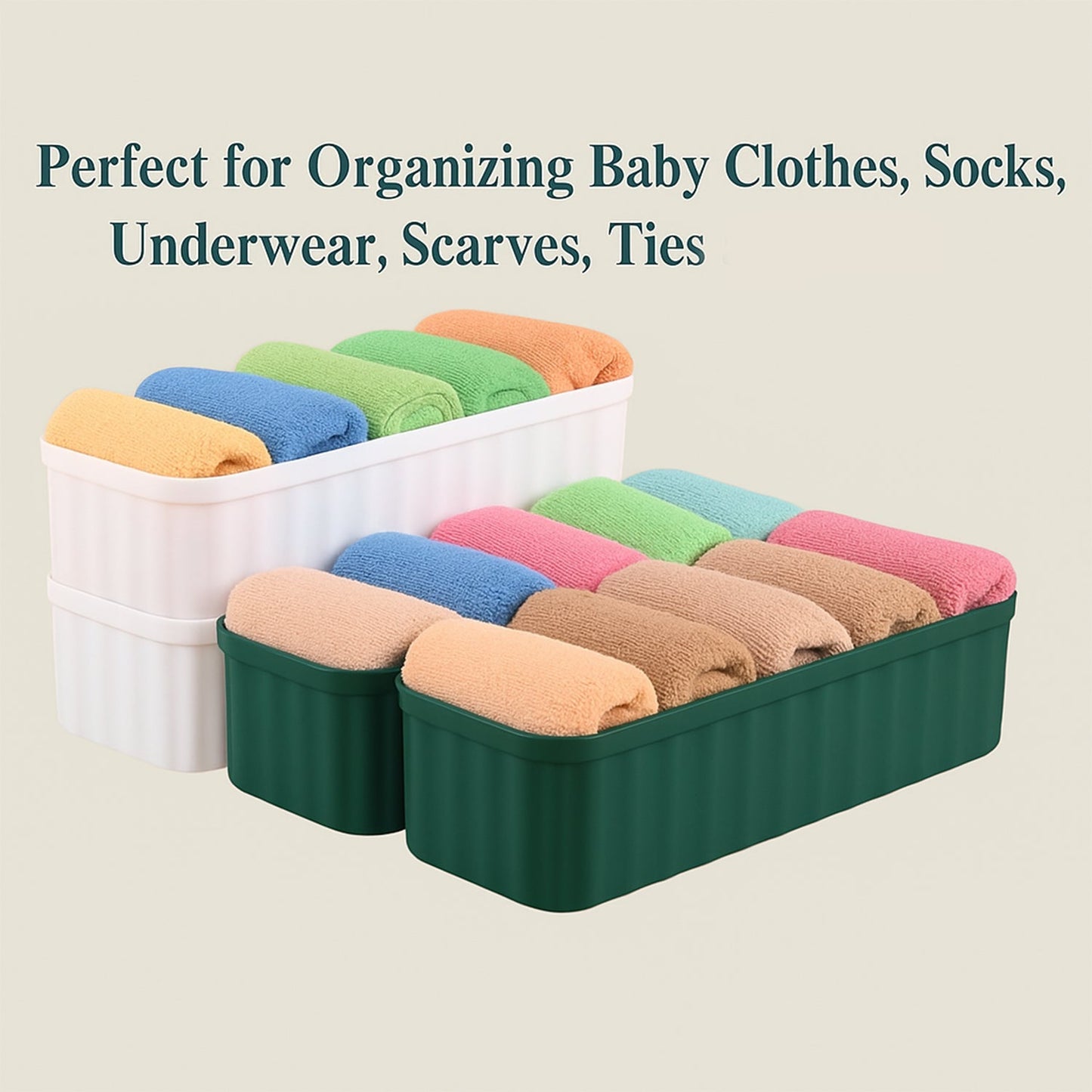 5 Compartments Socks / Handkerchief / Underwear Storage Box Socks Drawer Closet Organizer Storage Boxes (pack of 4) Your Brand