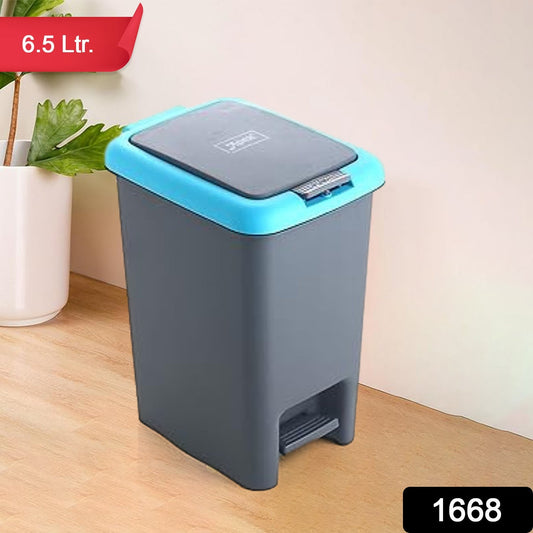 Apex Plastic Push N Pedal Dust Bin | Hands-Free Operation, Compact Design 6.5 Liters (1 Pc / Mix Color) Your Brand