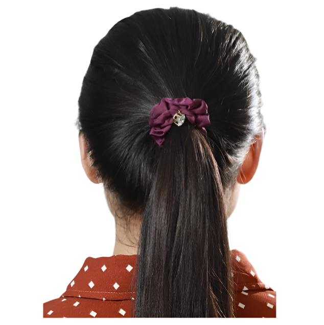 AM1290 Multicolor Stone & Charm Elastic Hair Rope - Fashionable Hair Band for Women & Girls (1pc)