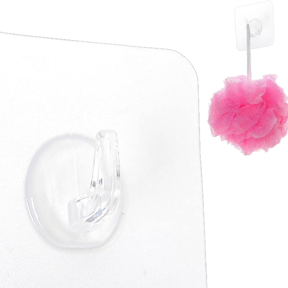 AM5490 Clear Kitchen Wall Hook-Pack of 1 - Self Adhesive Heavy Duty Wall Hooks for Hanging - Heavy Duty Adhesive Hooks for Bathroom and Kitchen