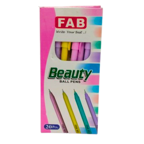 AM5225 FAB Beauty Ball Pens (Pack of 20, Ink Color - Blue)