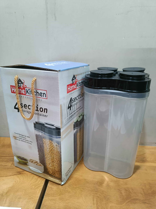 Plastic Lock Food Storage 4 Section Container 2500ml