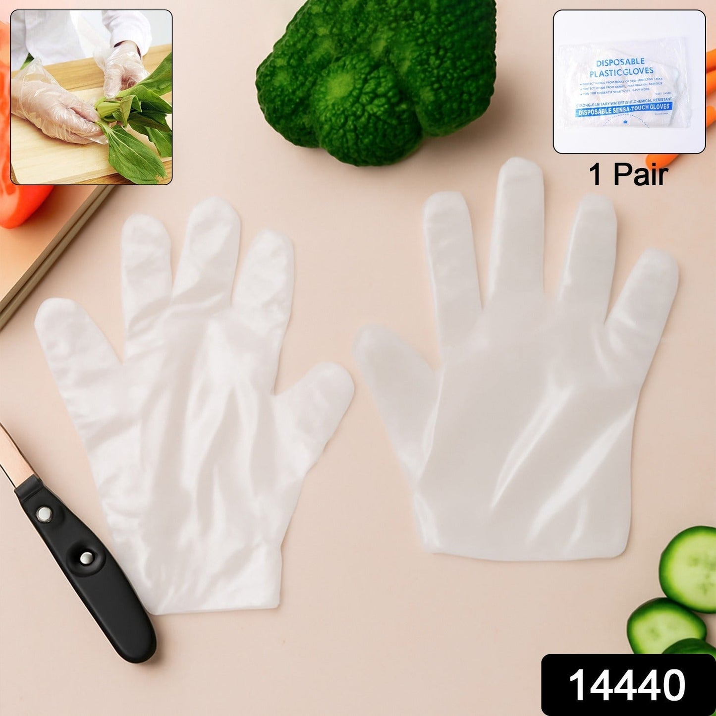 Eco-Friendly Kitchen Hand Gloves, Disposal hand gloves, Free size (100 Pc) Your Brand