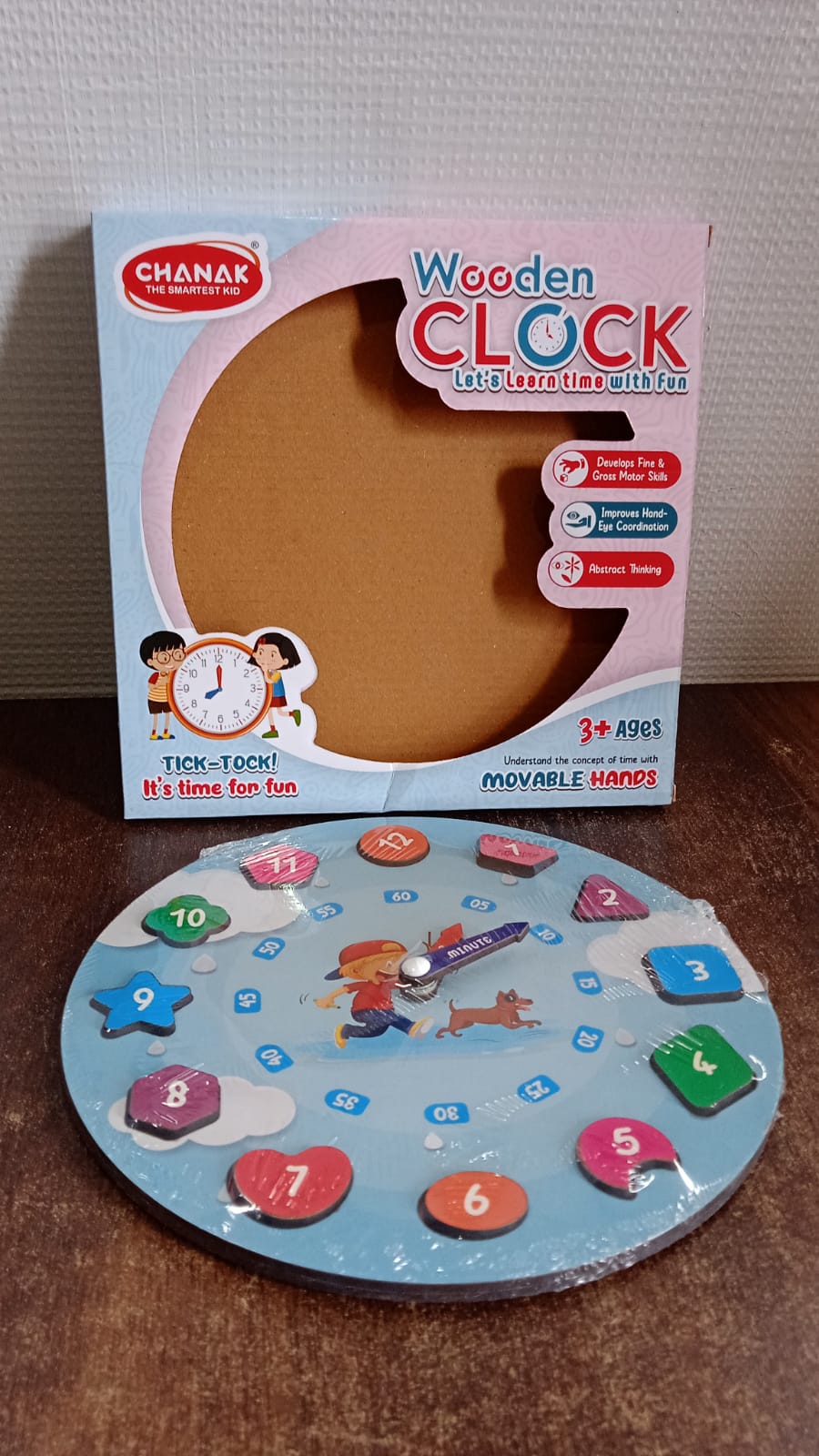 Aditi Wooden Educational Learning Clock Toy with Movable Hands Your Brand